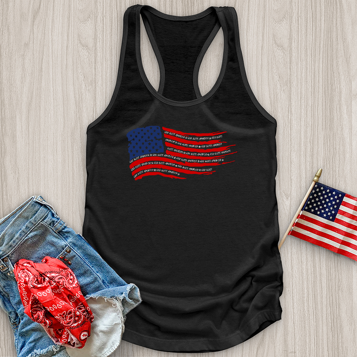 God Bless Word Flag Tank Top