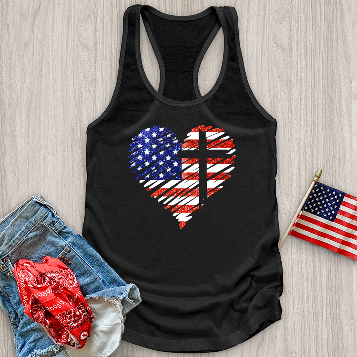 USA Heart and Cross Tank Top