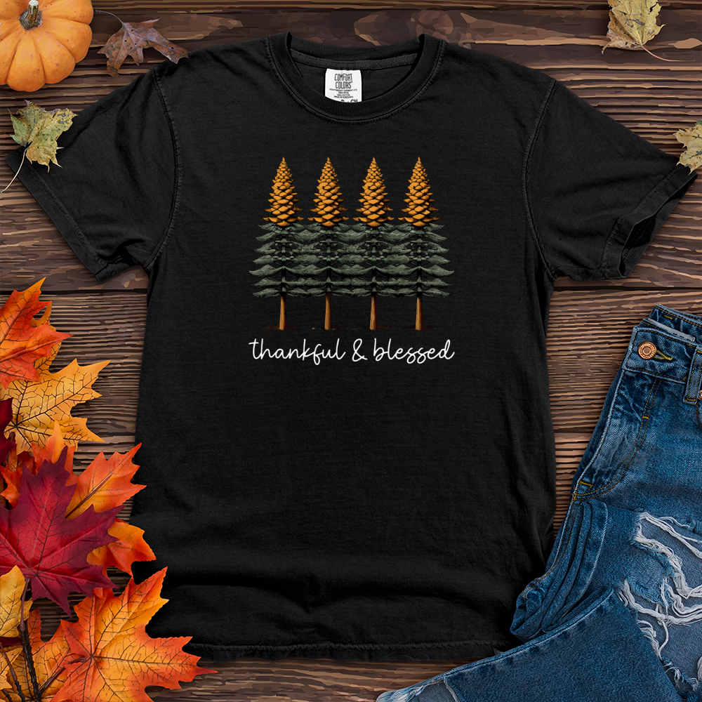 Classic Houndstooth Trio Pine Trees Heavy Cotton Comfort Colors Tee