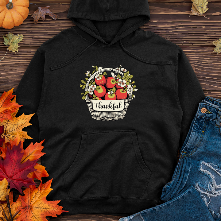 Retro Harvest Apple Blossom Basket Midweight Hooded Sweatshirt