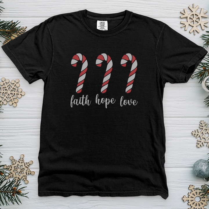 Faith Hope Love Candycanes Heavy Cotton Comfort Colors Tee