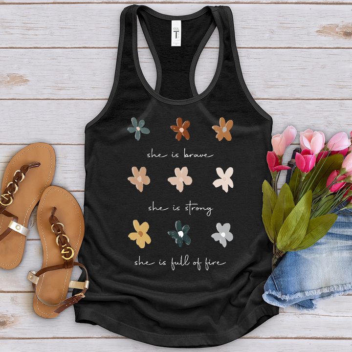 She Is Brave Flower Pattern Tank Top