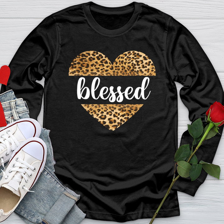 Blessed Leopard Heart Softstyle Long Sleeve