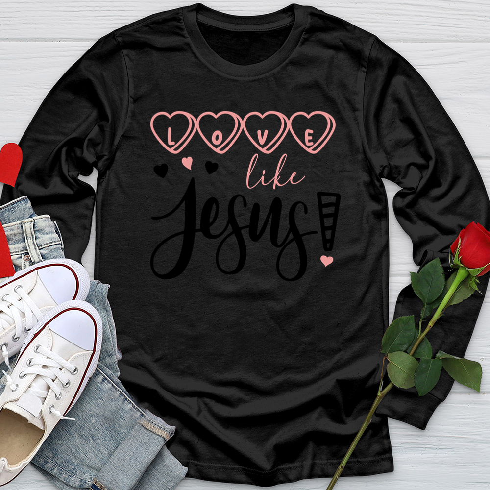 Love Like Jesus Candy Hearts Softstyle Long Sleeve