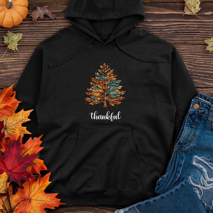 Vintage Cozy Plaid Pine Tree Midweight Hooded Sweatshirt