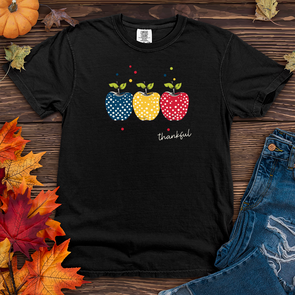Vintage Picnic Polka Dot Trio Apples Heavy Cotton Comfort Colors Tee