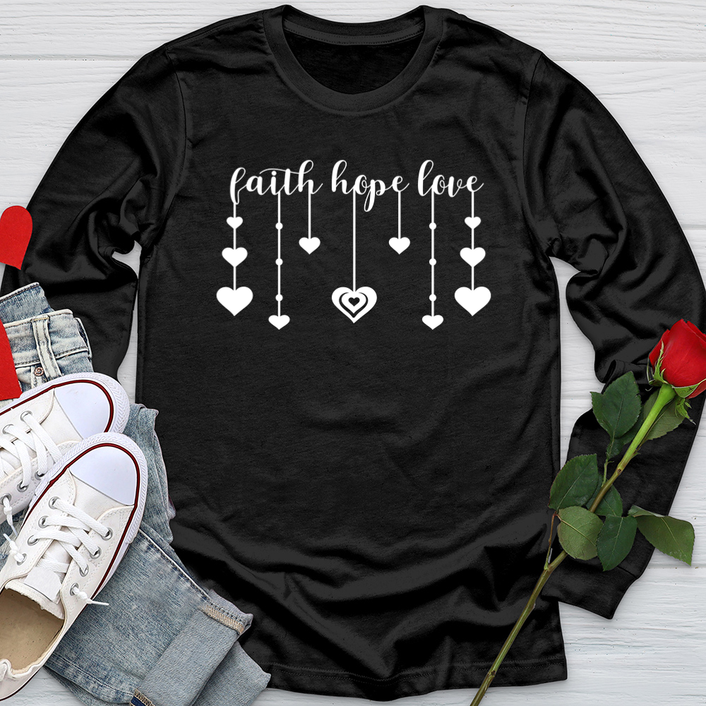 Faith Hope Love Dangling Hearts Softstyle Long Sleeve