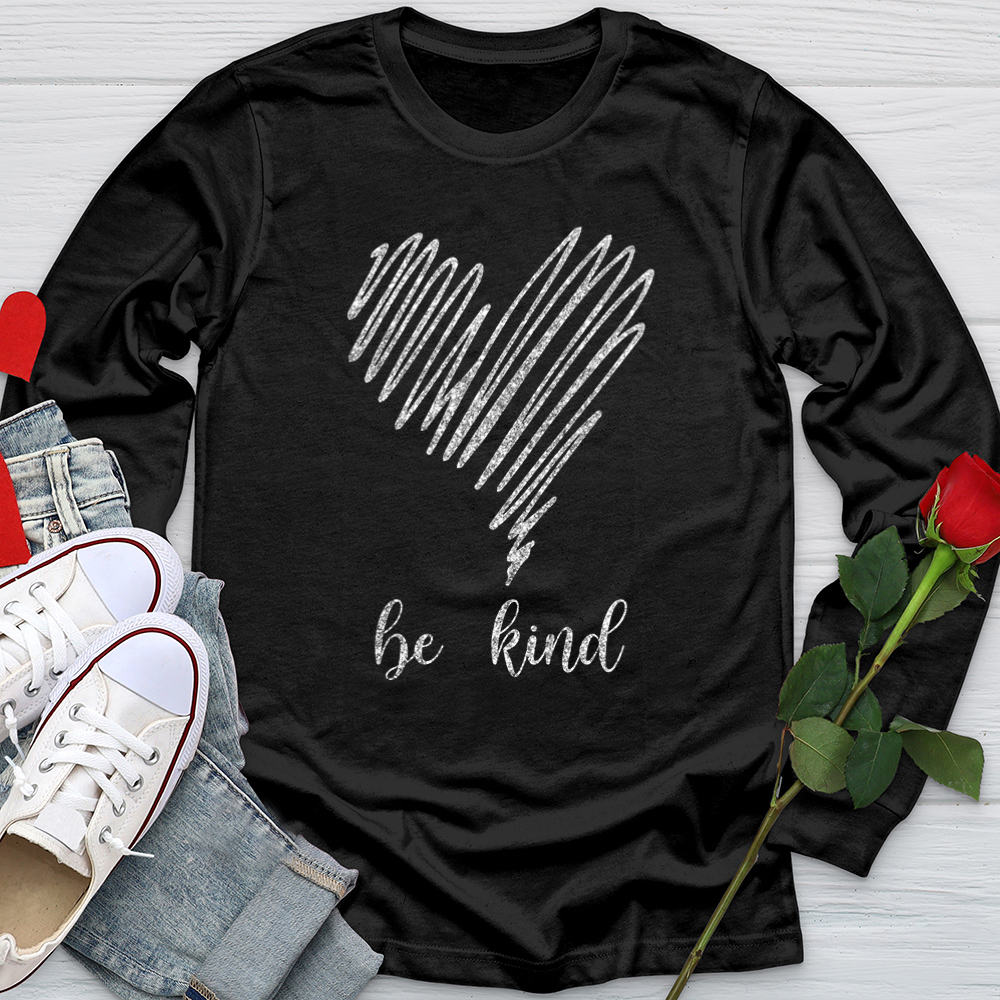 Be Kind Silver Heart Softstyle Long Sleeve