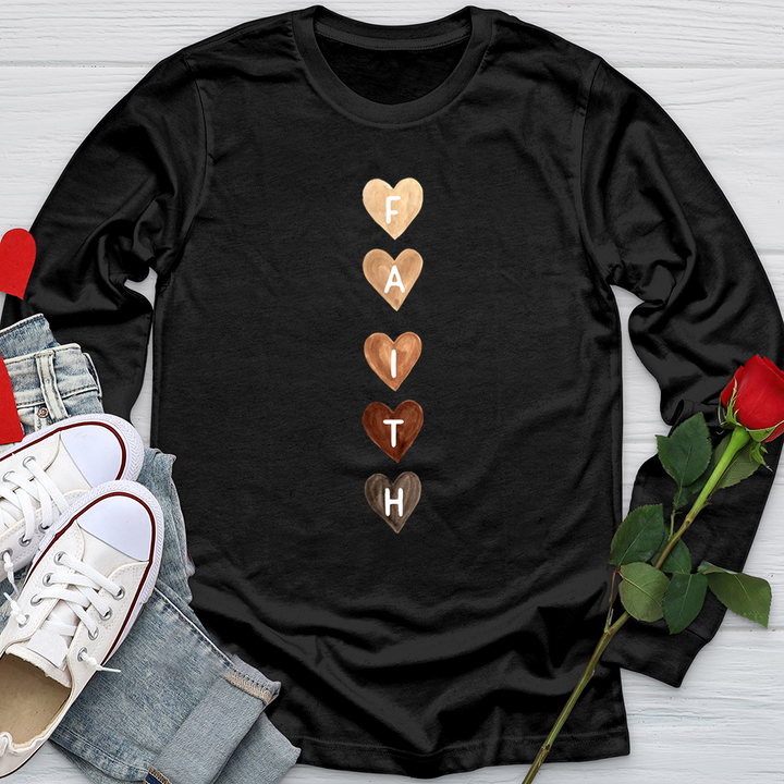 Faith Watercolor Hearts Softstyle Long Sleeve