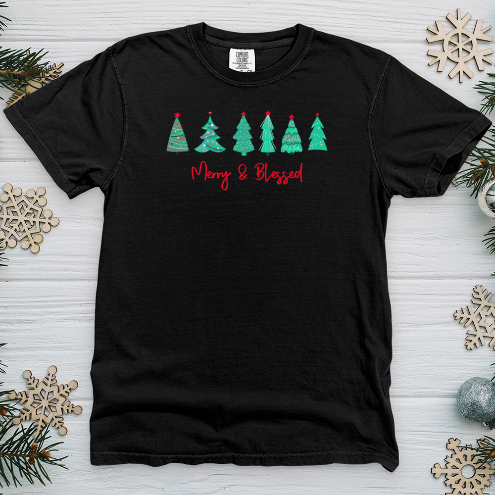 Merry & Blessed Turquoise Trees Heavy Cotton Comfort Colors Tee