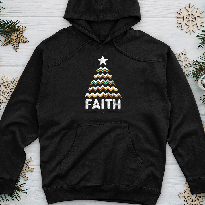 Faith Christmas Tree Midweight Hooded Sweatshirt