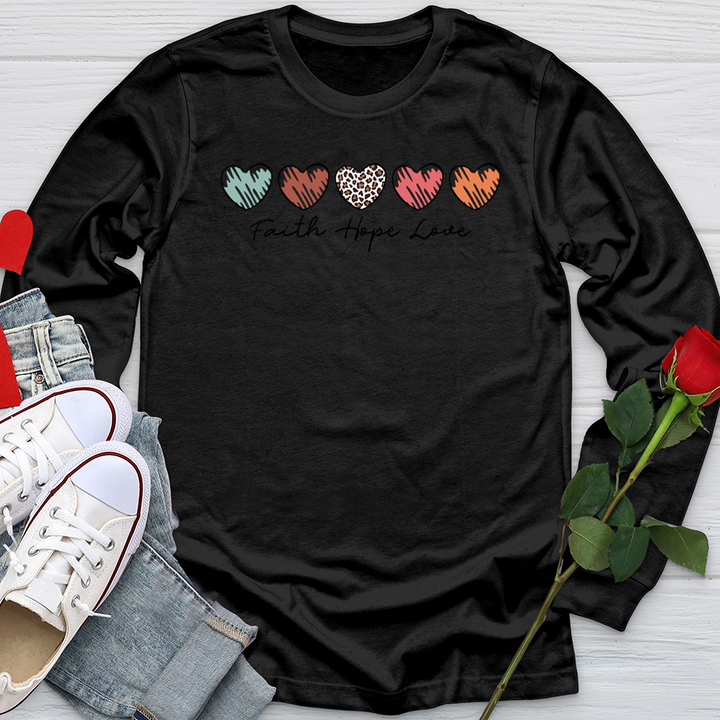 Faith Hope Love Mini Hearts Softstyle Long Sleeve