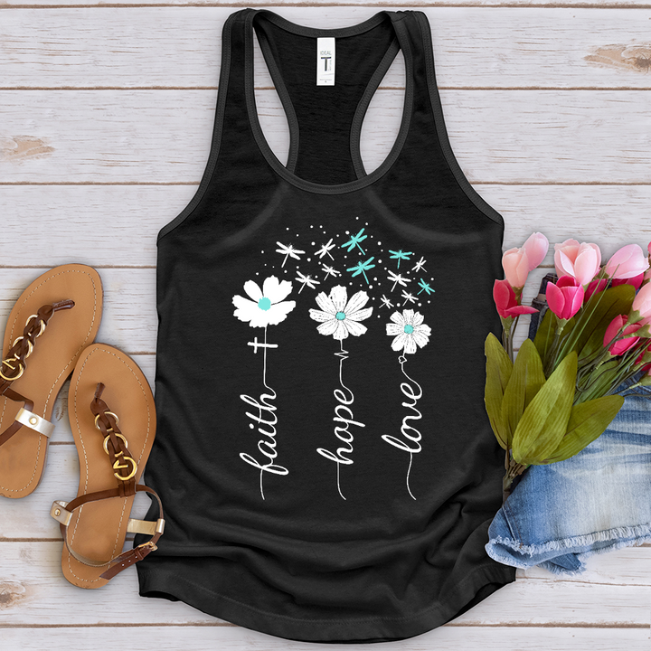 Faith Hope Love Dragonfly Floral Tank Top