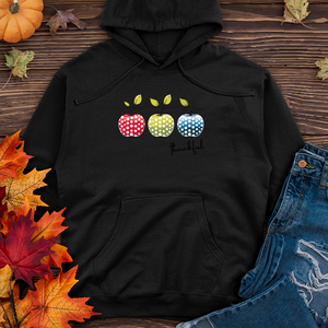 Retro Harvest Polka Dot Trio Apples Midweight Hooded Sweatshirt