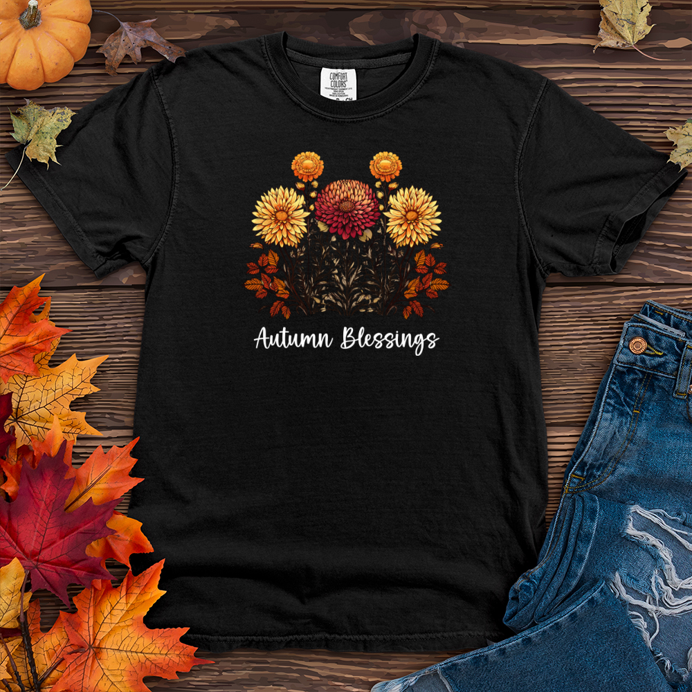 Retro Blooming Autumn Floral Trio Heavy Cotton Comfort Colors Tee