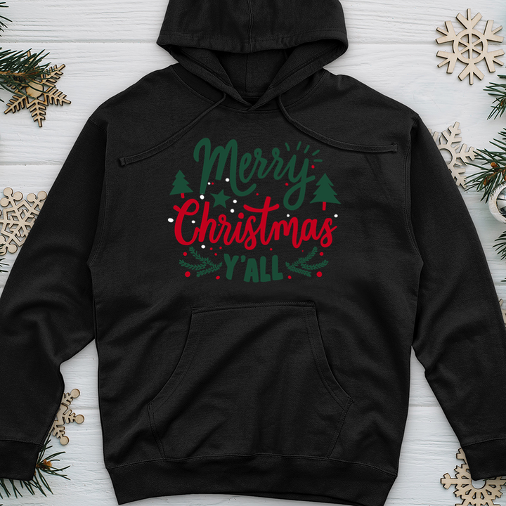 Merry Blessed Christmas Colors Midweight Hooded Sweatshirt