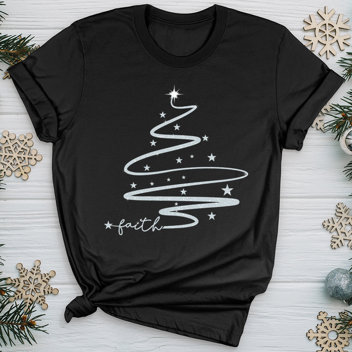 Faith Christmas Tree Silver Sparkle Softstyle Tee