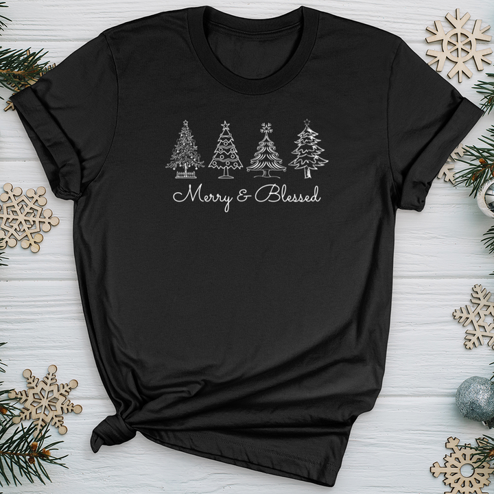 Merry & Blessed White Trees Softstyle Tee