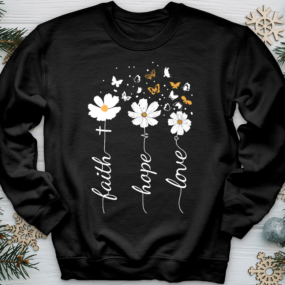 Faith, Hope, Love, Floral Crewneck