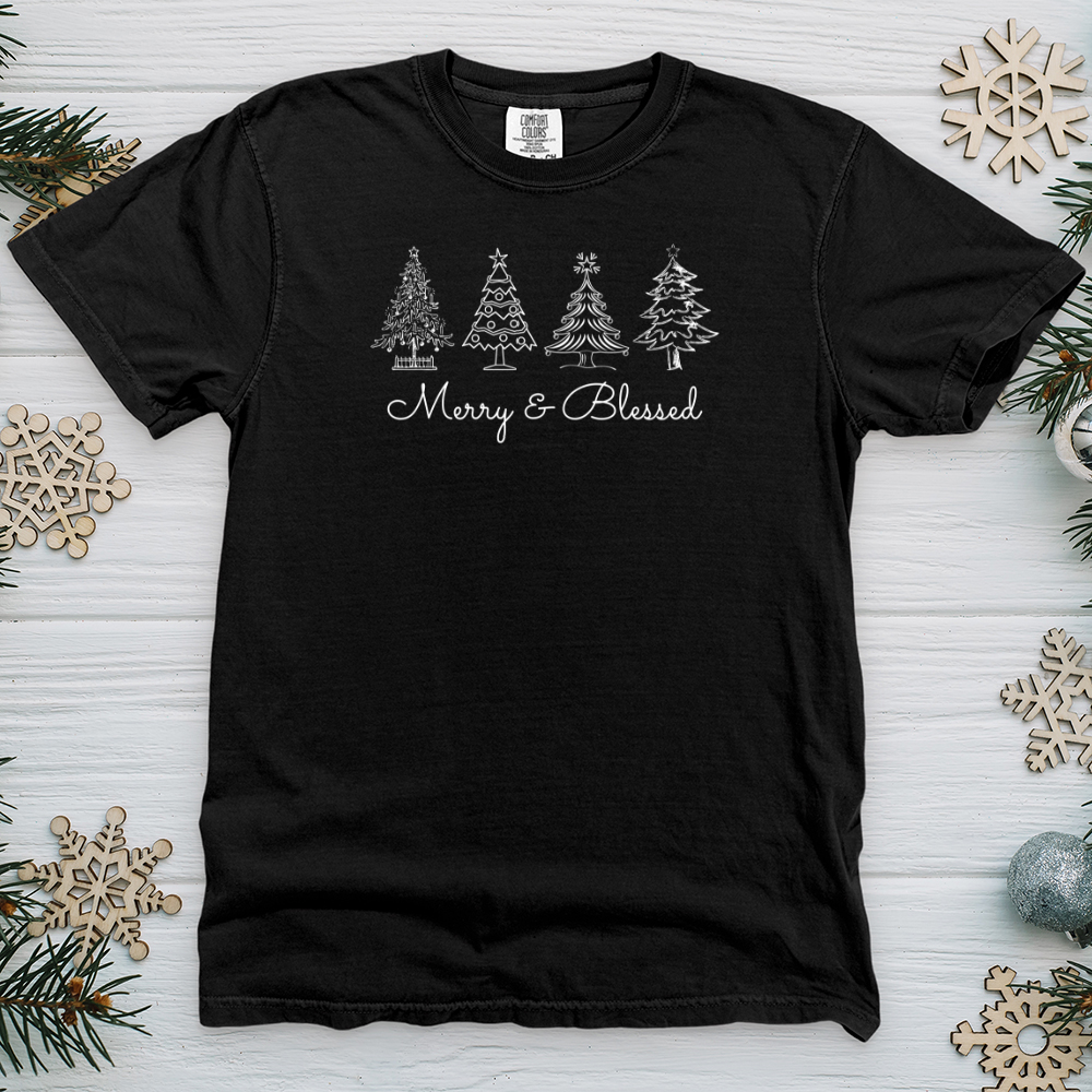 Merry & Blessed White Trees Heavy Cotton Comfort Colors Tee