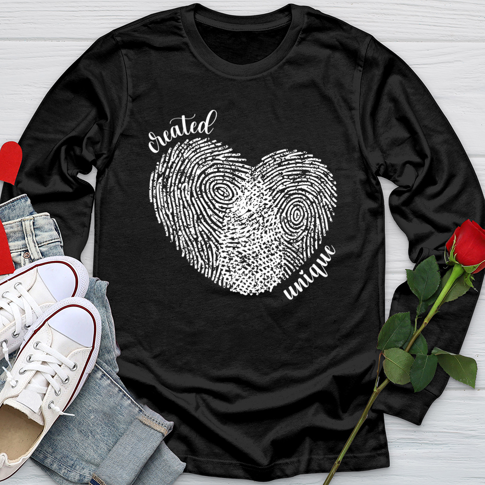 Created Unique Fingerprint Heart Softstyle Long Sleeve