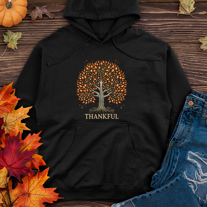 Glimmering Bonfire Fall Themes Tree Midweight Hooded Sweatshirt