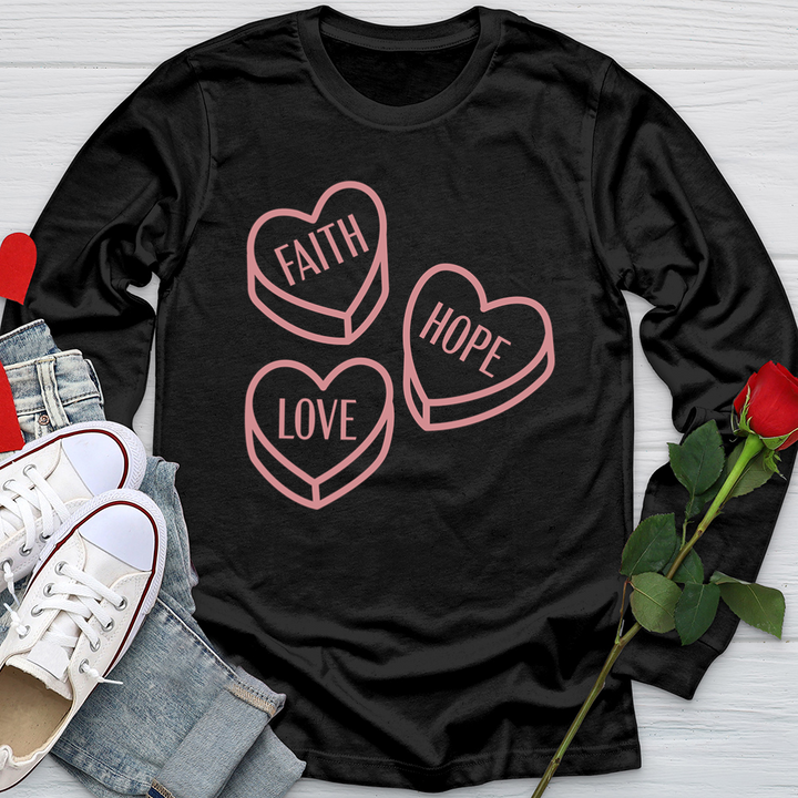 Faith Hope Love Candy Softstyle Long Sleeve