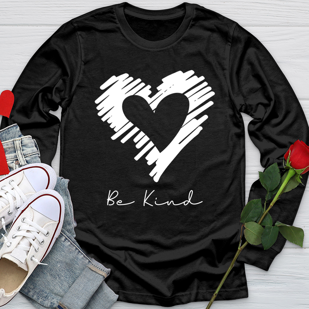 Be Kind Heart Silhouette Softstyle Long Sleeve