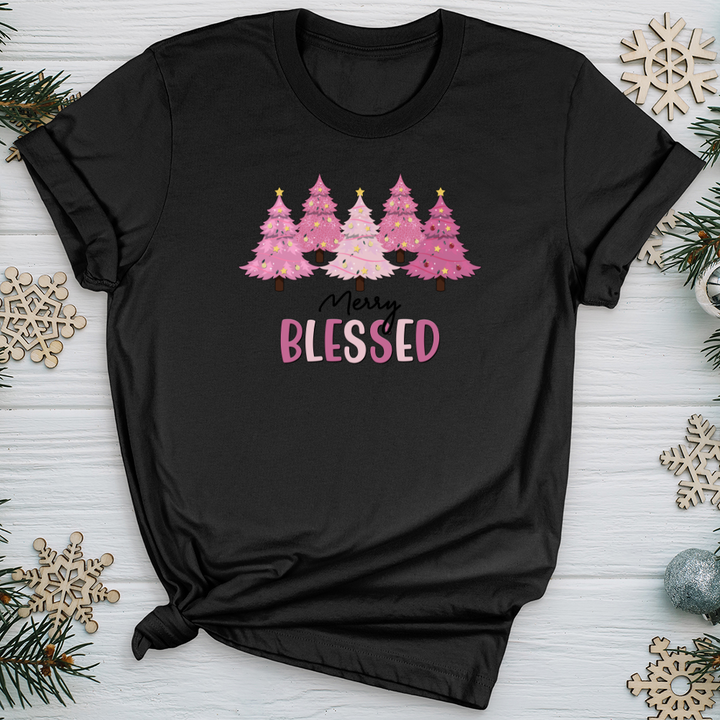 Merry Blessed Pink Tree Farm Softstyle Tee