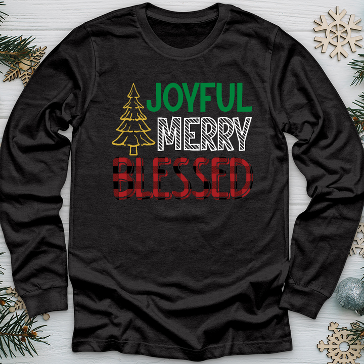 Joyful Merry Blessed Colored Long Sleeve Tee