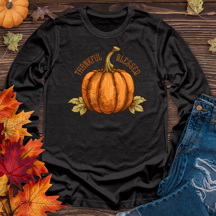 Thankful Blessed Pumpkin Long Sleeve Tee