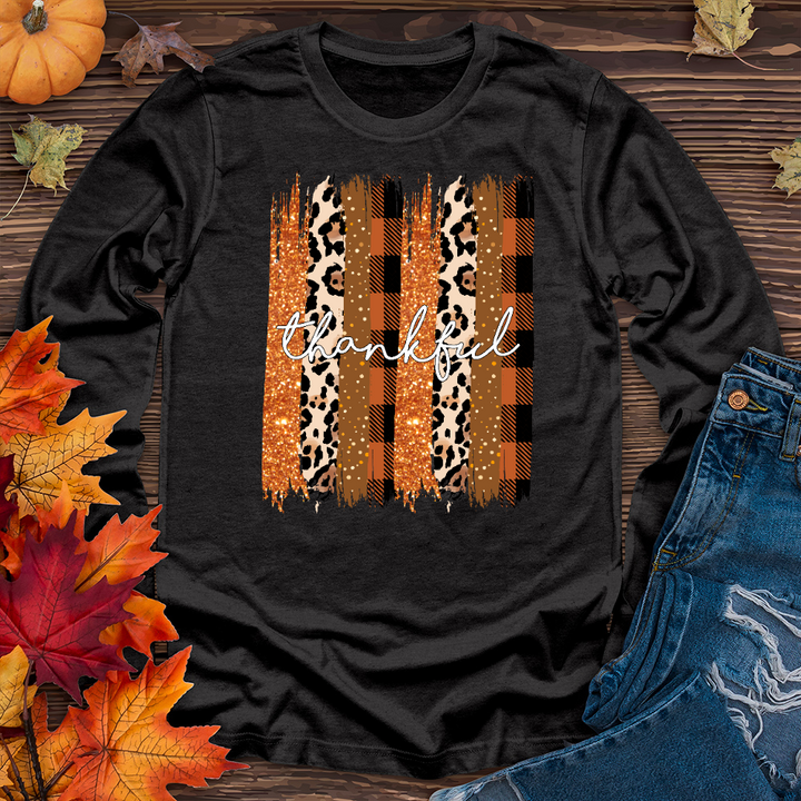 Thankful Watercolor Stripes    Long Sleeve Tee