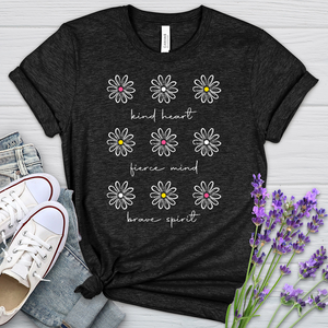 Kind Heart White Daisies Heathered Tee