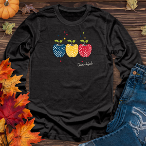 Vintage Picnic Polka Dot Trio Apples Long Sleeve Tee