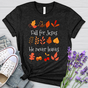 Fall For Jesus Leaf Patterns Heathered Tee