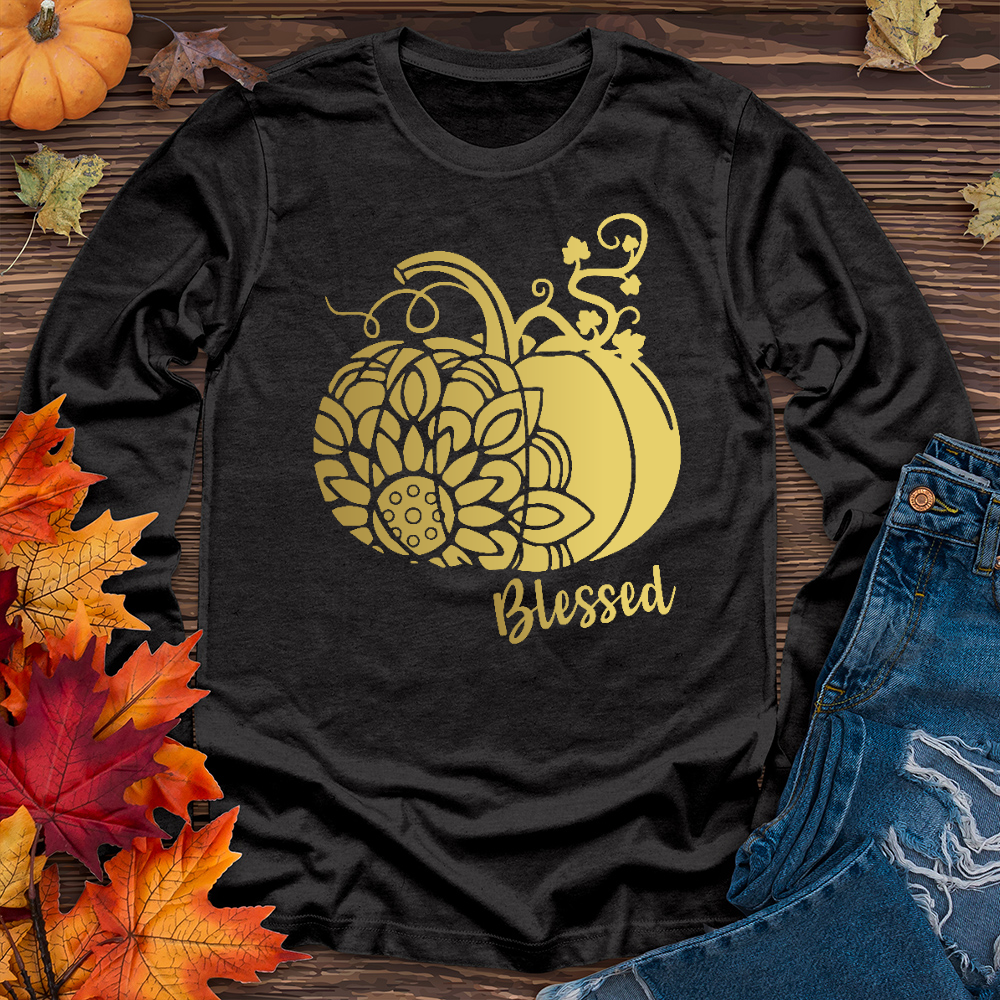 Blessed Gold Sunflower Pumpkin Long Sleeve Tee