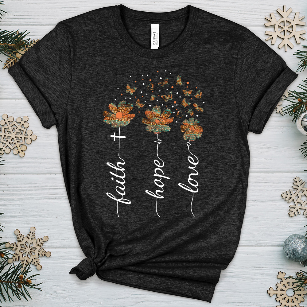 Faith Hope Love Floral V3 Heathered Tee