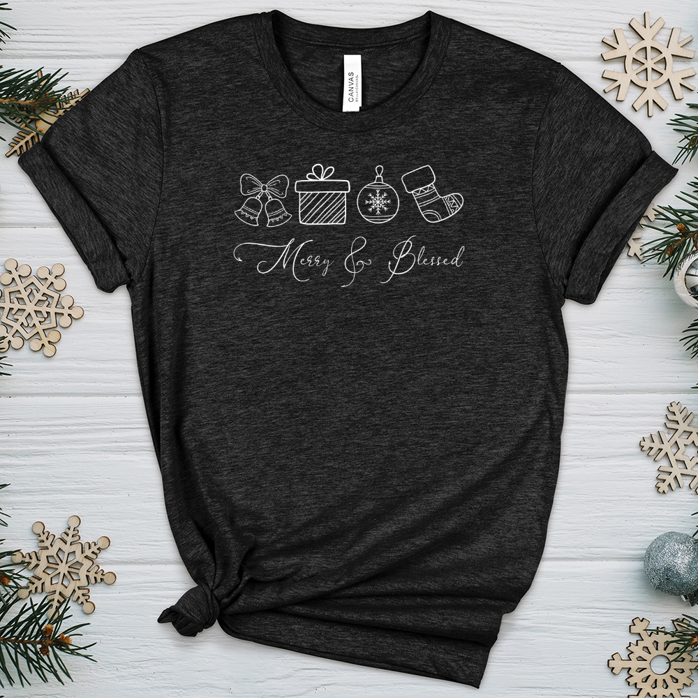 Merry Blessed Stockings Heathered Tee