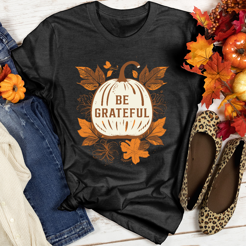 Vintage Pumpkin Leaf Delights Heathered Tee