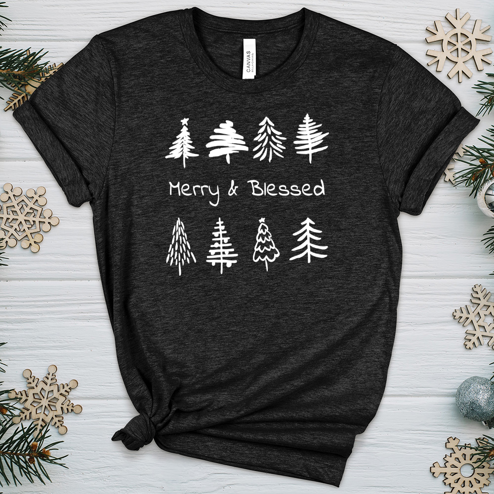 Merry & Blessed Tree Farm Heathered Tee