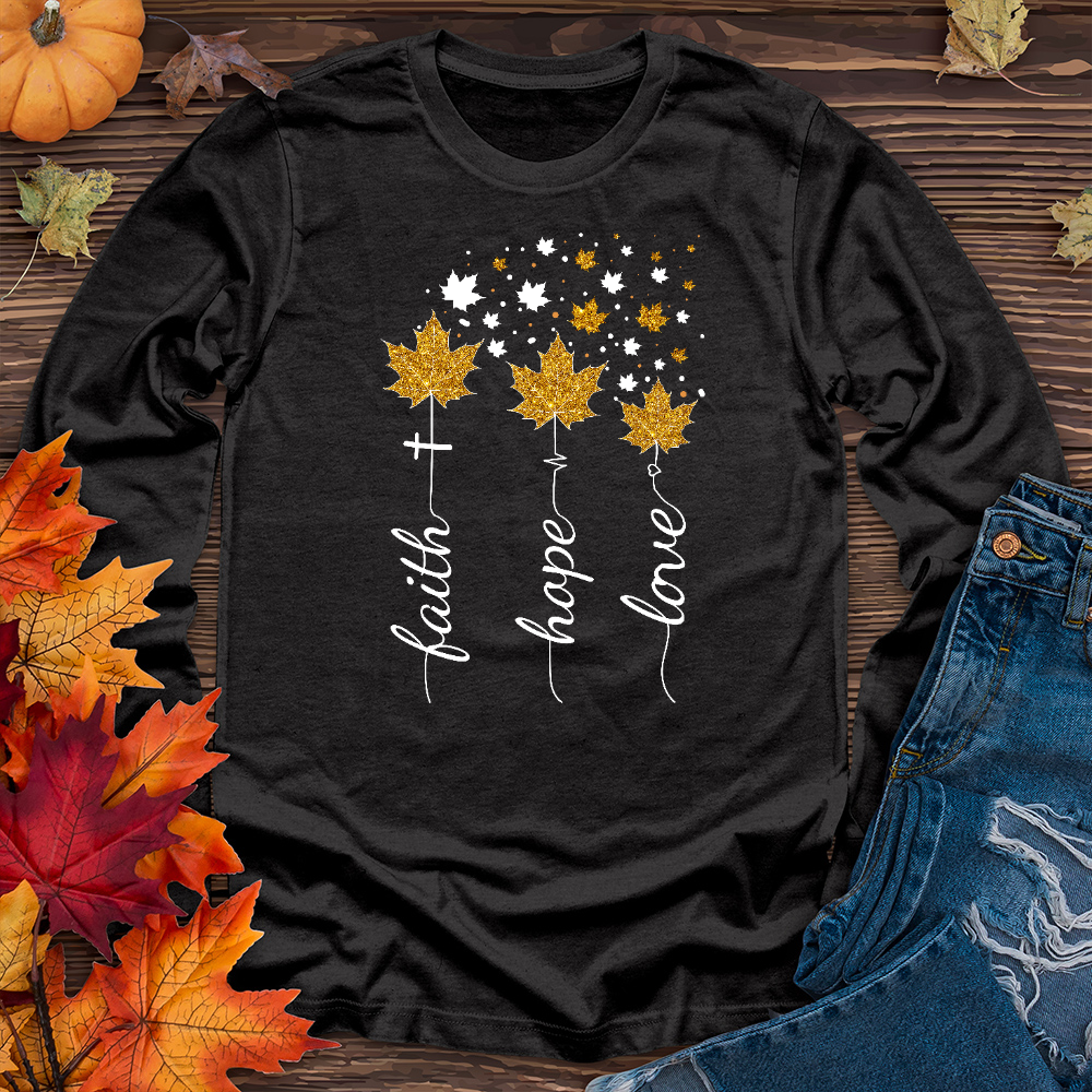 FHL Gold Faux Leaves Long Sleeve Tee