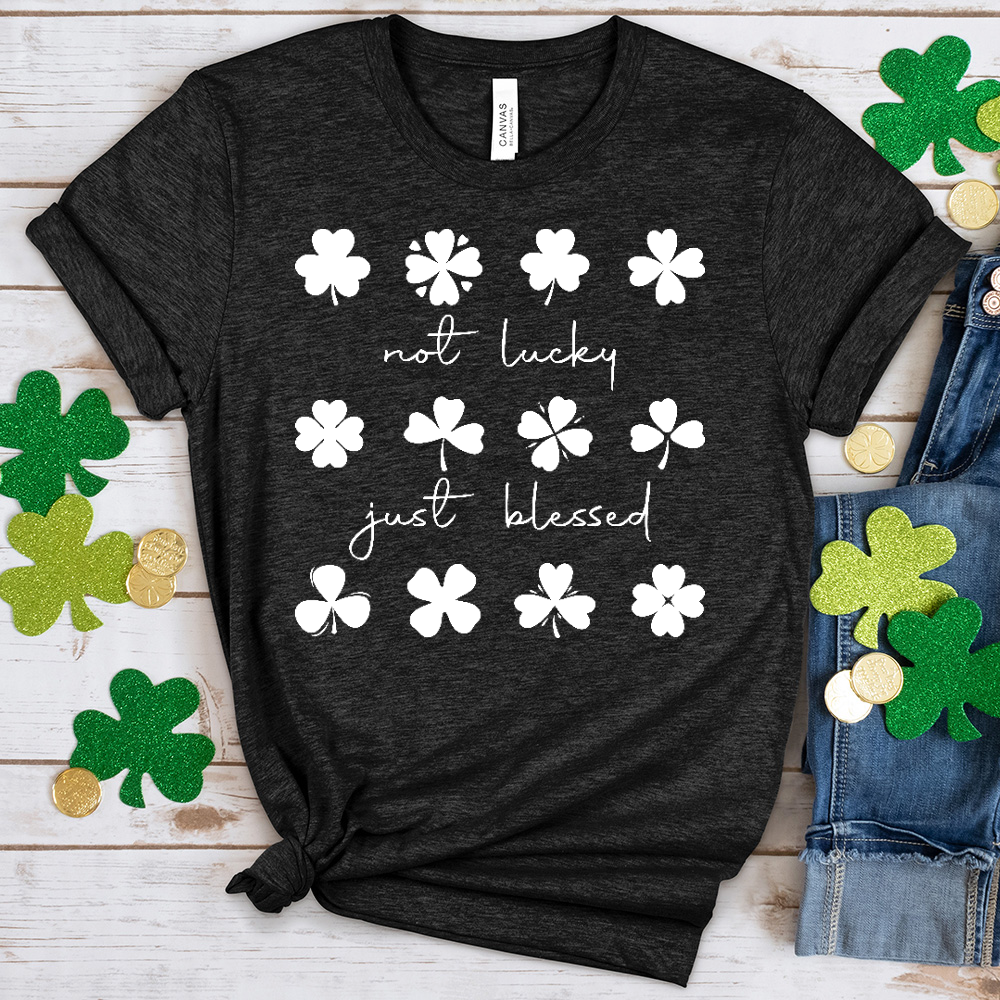 Not Lucky Shamrock Pattern Heathered Tee