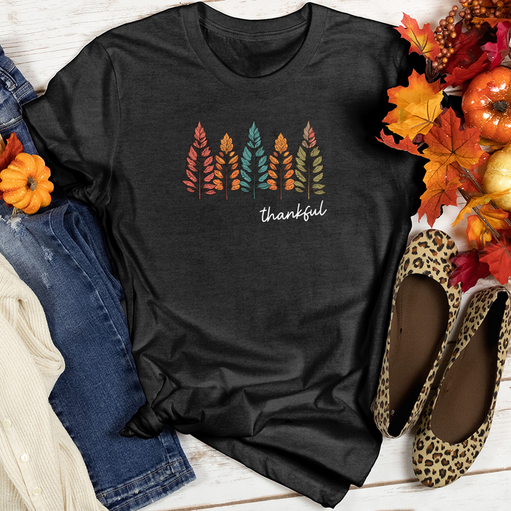 Retro Cozy Floral Trio Pine Trees Heathered Tee