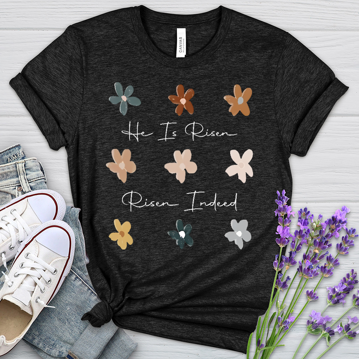 Risen Indeed Flower Pattern Heathered Tee