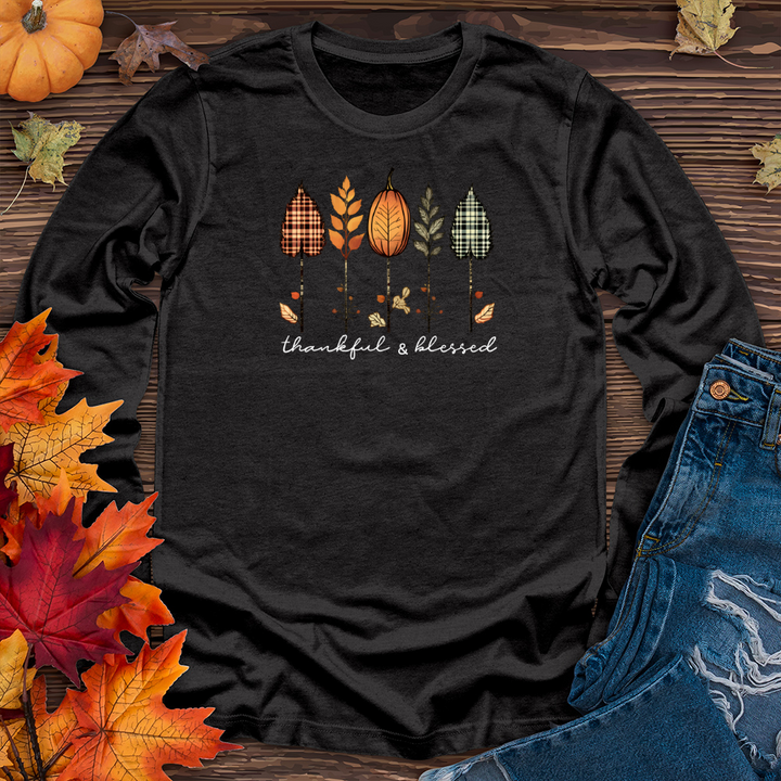 Retro Autumn Plaid Flannel Trio Long Sleeve Tee