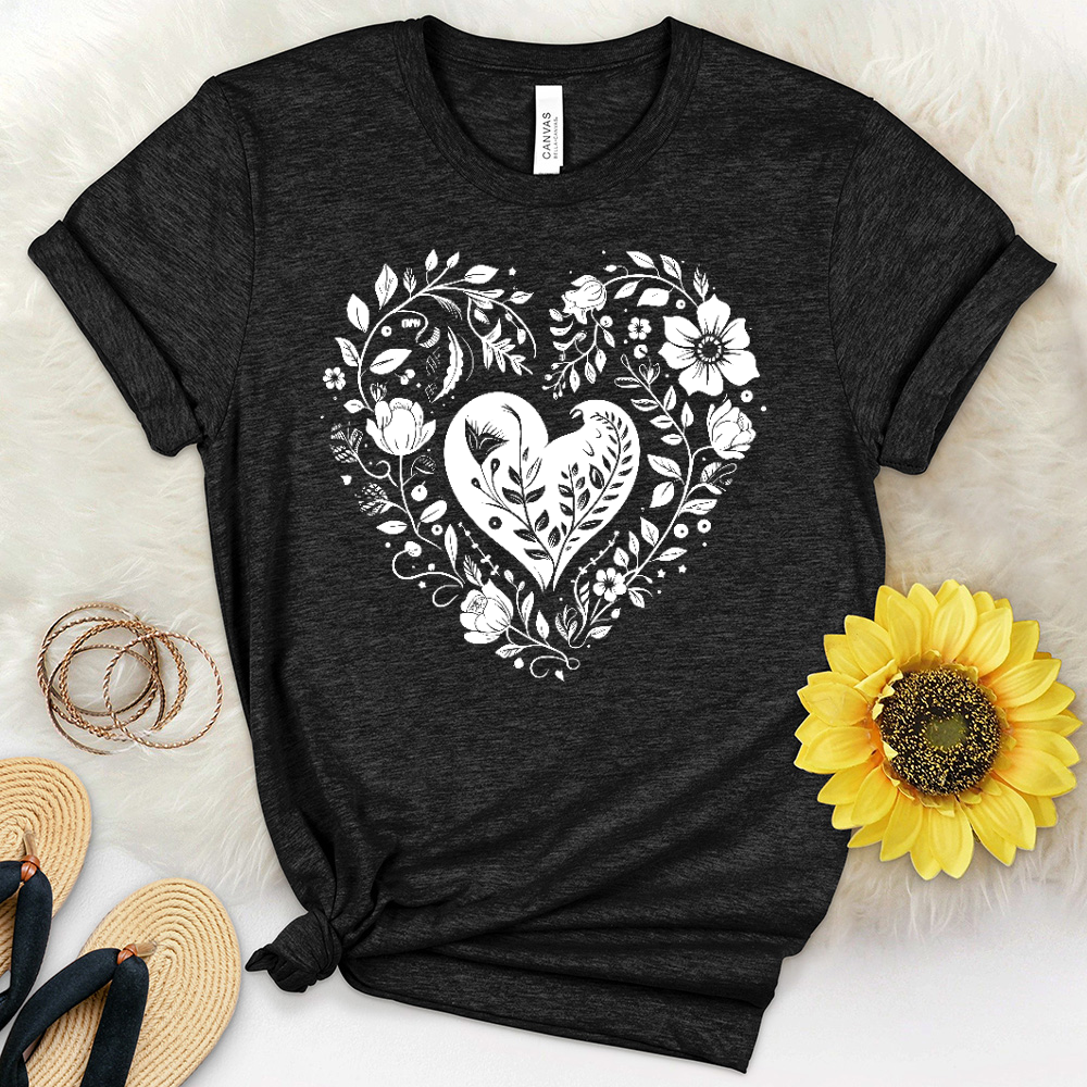 A Simple Floral Heart 01 Heathered Tee