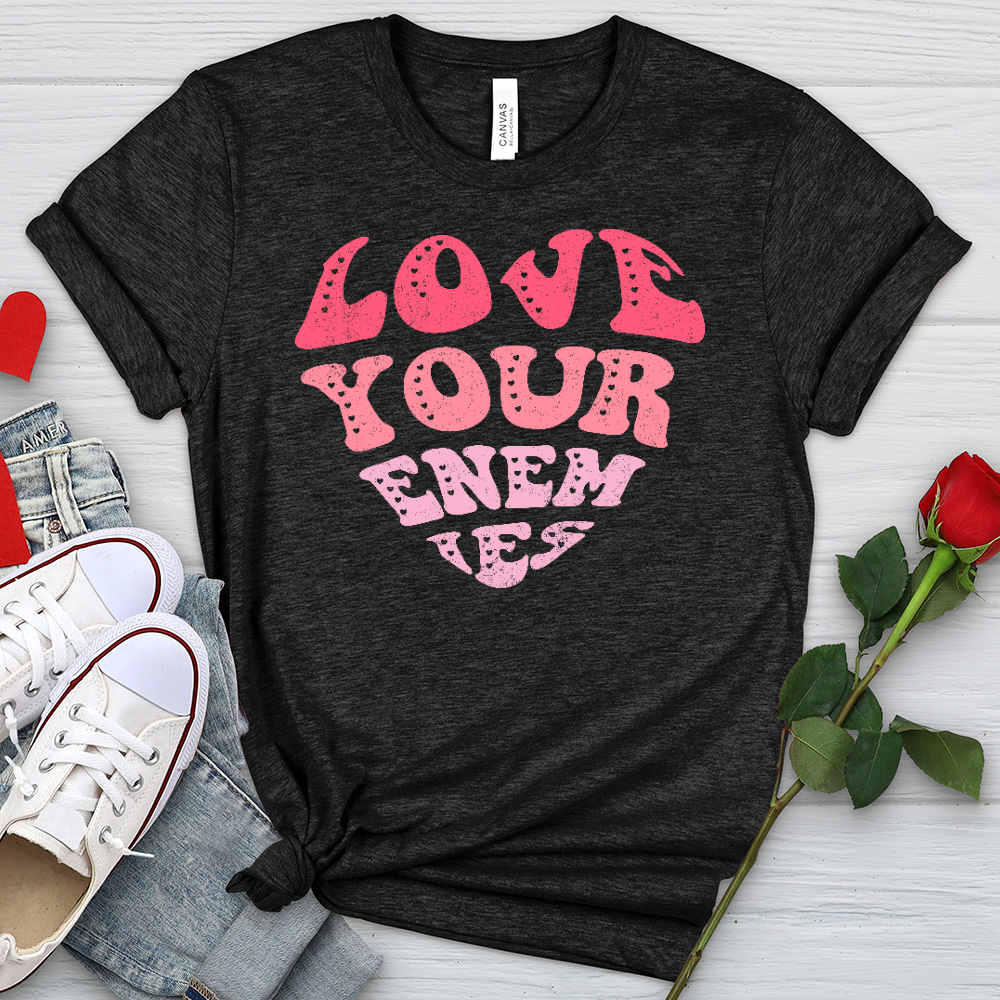 Love Your Enemies Pink Heathered Tee