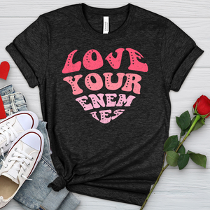 Love Your Enemies Pink Heathered Tee