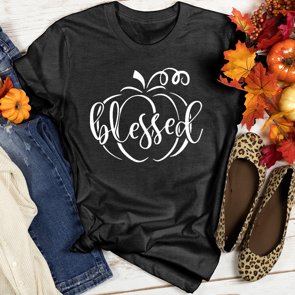 Fancy Blessed Pumpkin Heathered Tee