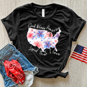 God Bless Fireworks USA Heathered Tee